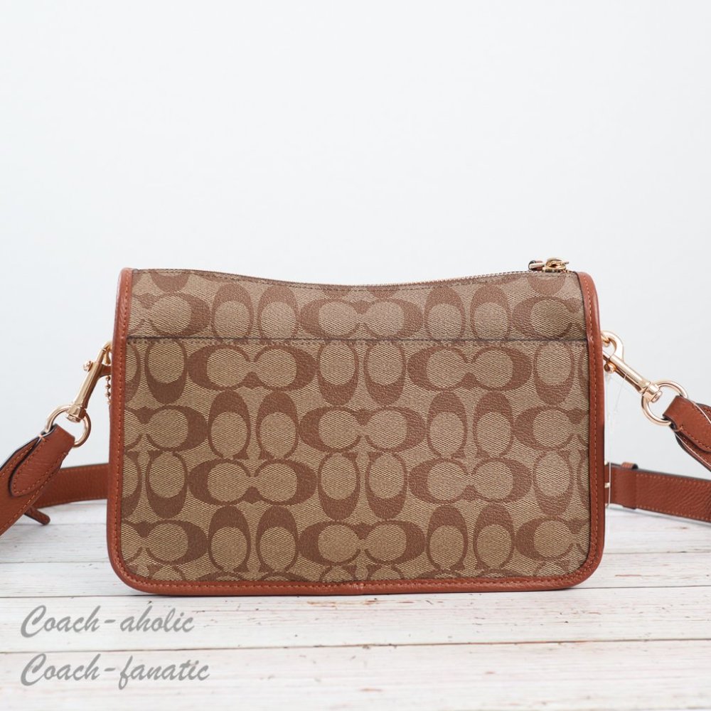 NWT Coach C5675 Pennie Crossbody With Coin Case In Signature Canvas Khaki - Picture 11 of 15